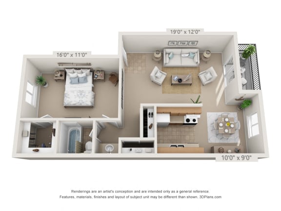 1 bed 1 bath A at Princeton Court, Dallas