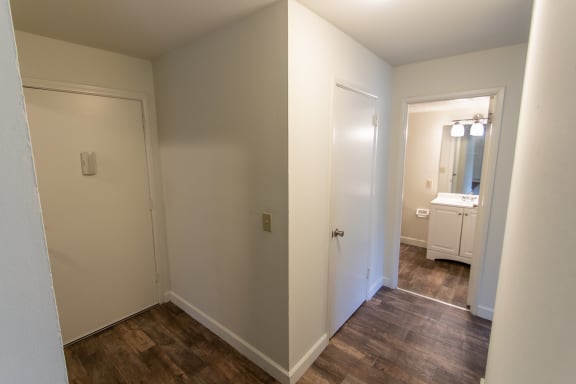 This is a picture of the entryway in a 748 sq foot 2 bedroom, 1 bath apartment at Red Bank Reserve in the Madisonville neighborhood of Cincinnati, Ohio.