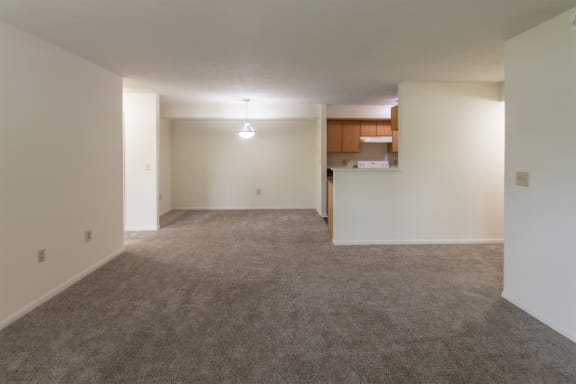 This is photo of the living room in the 1056 square foot, 2 bedroom Gainsway floor plan at Trails of Saddlebrook Apartments in Florence, KY.