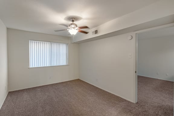 This is a photo of the bedroom in the 486 square foot 1 bedroom apartment at The Summit at Midtown Apartments in Dallas, TX.