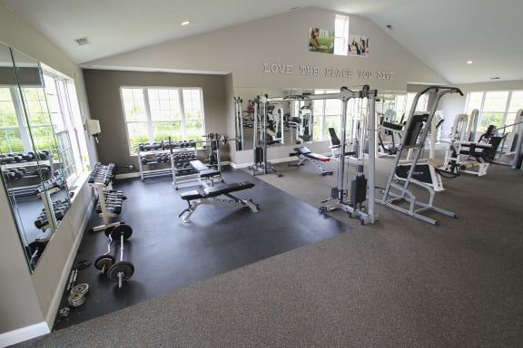 This is a photo of the 24-hour fitness center at Place Apartments in Washington Township, OH