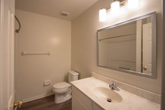 This is a photo of the bathroom of the 900 square foot 2 bedroom Miamisburg floor plan at Washington Park Apartments in Centerville, OH.
