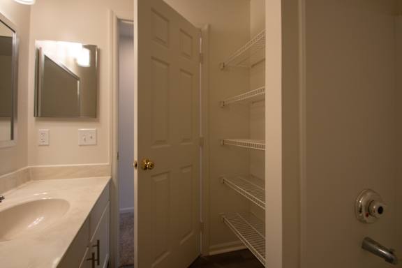 This is a photo of the bathroom of the 900 square foot 2 bedroom Miamisburg floor plan at Washington Park Apartments in Centerville, OH.