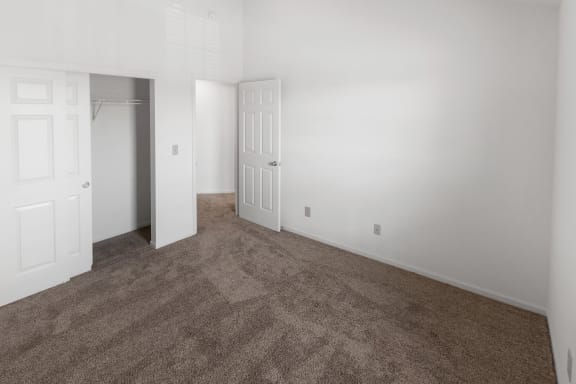 This is a photo of the second bedroom of the 1100 square foot 2 bedroom, 2 bath Eaton floor plan at Washington Park Apartments in Centerville, OH.