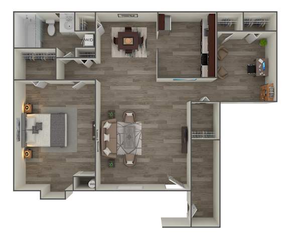Floor Plan  1 bed 1 bath B at Brookshire Trace Townhomes Apartments, Pennsylvania