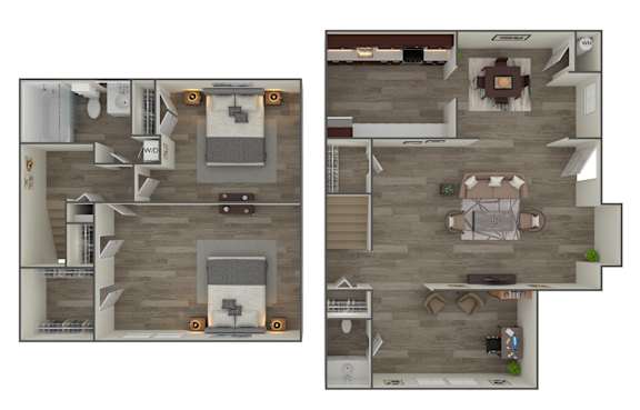 Floor Plan  2 bed 2 bath at Brookshire Trace Townhomes Apartments, Pennsylvania, 19116