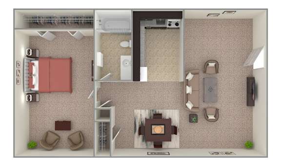 1 Bed Floor Plan 1 Bed Floor Plan at Grant Meadows Apartments, Pennsylvania, 19114