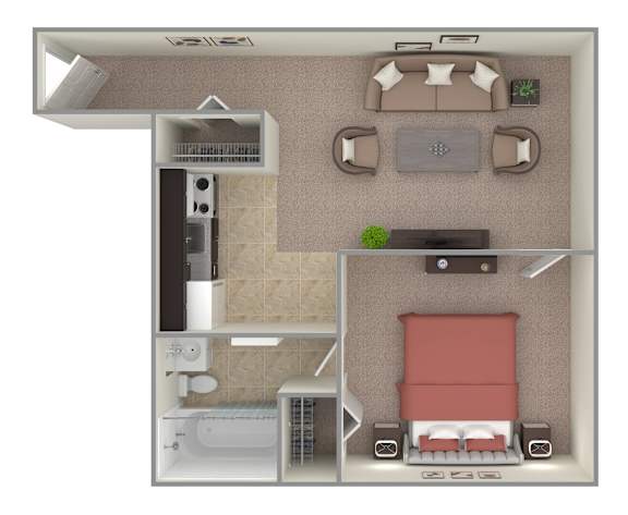 1 Bed 1 Bath Floor Plan 1 Bed 1 Bath Floor Plan at Grant Meadows Apartments, Philadelphia, PA 19114