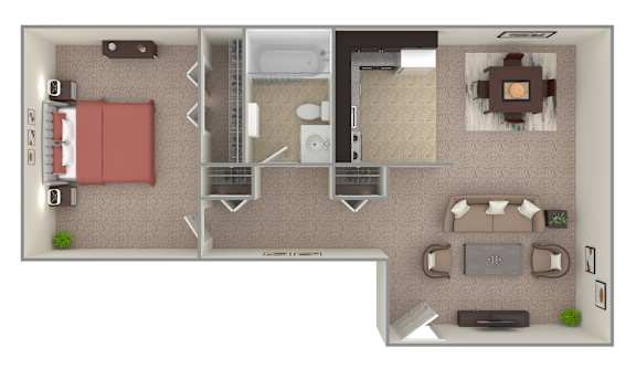 1 Bedroom Floor Plan 1 Bedroom Floor Plan at Grant Meadows Apartments, Pennsylvania