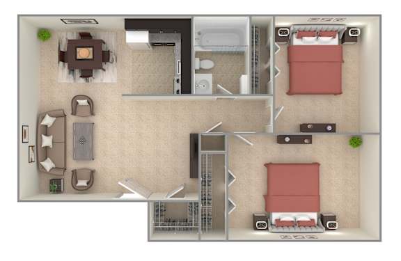 2 Bedroom Floor Plan 2 Bedroom Floor Plan at Grant Meadows Apartments, Philadelphia, PA