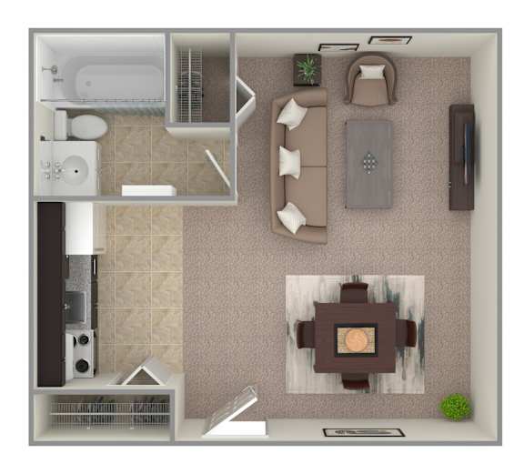 Studio Floor Plan Studio Floor Plan at Grant Meadows Apartments, Philadelphia, 19114