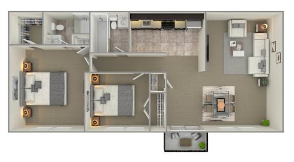 Floor Plan  2 Bedroom Floor Plan at Krewstown Park Apartments, Philadelphia, PA 19115