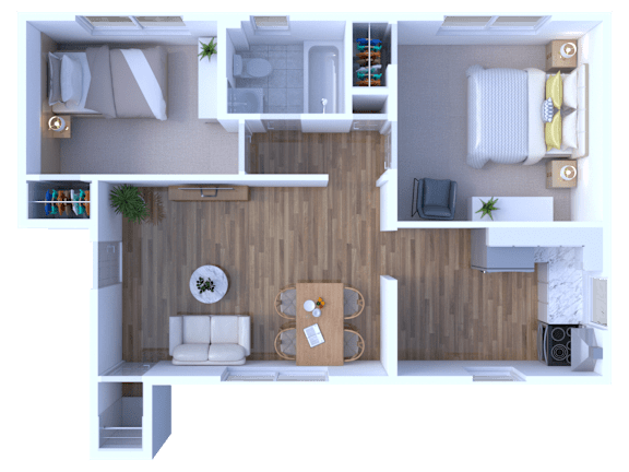 2 Bedroom Floor Plan at Lawndale Apartments, Philadelphia, PA 19111