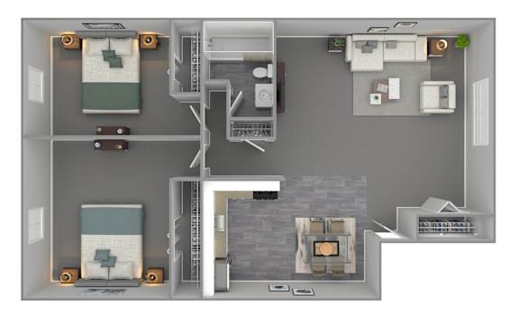 2 Bedroom Floor Plan 2 Bedroom Floor Plan at Manchester Apartments, Philadelphia Pennsylvania
