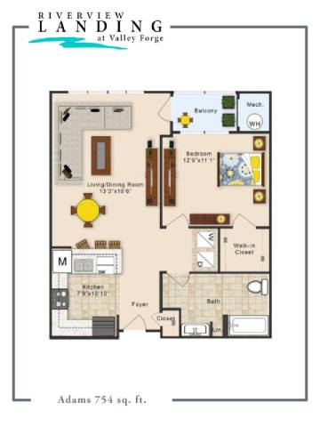 Adams Floor Plan Adams Floor Plan at Riverview Landing @ Valley Forge, Eagleville, 19403