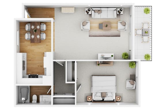 1 bedroom floor plan at Casa De Oro Apartments, California, 90505