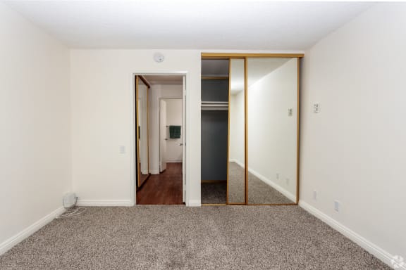 Bedroom and closet in 2 bedroom plan at Willow Tree Apartments, Torrance, CA, 90505