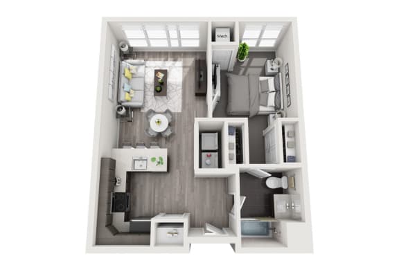 1 Bedroom, 1 Bathroom - Floor Plan A at 11 Cooper Apartments, Camden