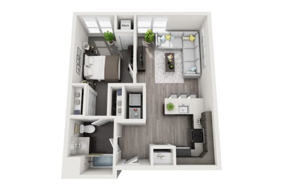 1 Bedroom, 1 Bathroom - Floor Plan A1 at 11 Cooper Apartments, Camden ,New Jersey, 08102