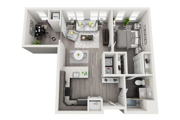 1 Bedroom, 1 Bathroom - Floor Plan B at 11 Cooper Apartments, Camden , NJ