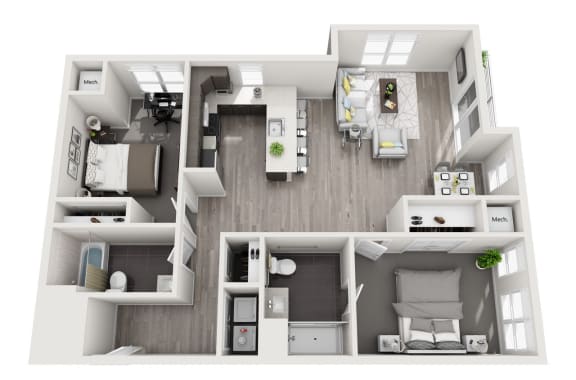 2 Bedroom, 2 Bathroom - Floor Plan D at 11 Cooper Apartments, Camden