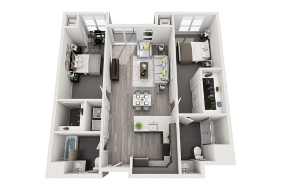 2 Bedroom, 2 Bathroom - Floor Plan F at 11 Cooper Apartments, Camden , NJ 08102