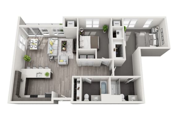 2 Bedroom, 2 Bathroom - Floor Plan G at 11 Cooper Apartments, Camden ,New Jersey, 08102