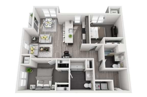 2 Bedroom, 2 Bathroom - Floor Plan H at 11 Cooper Apartments, Camden , New Jersey