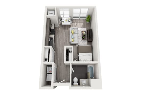 Floor Plan  Studio - 1 Bathroom at 11 Cooper Apartments, New Jersey