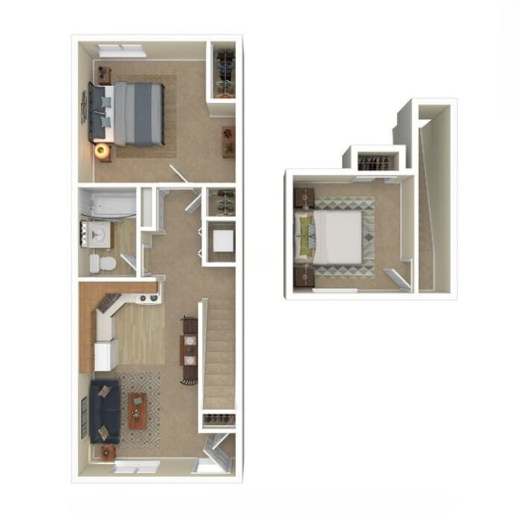 a difference between a studio and a 1 bedroom floor plan