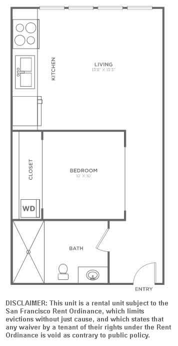 A drawing of a floor plan of a rental unit.