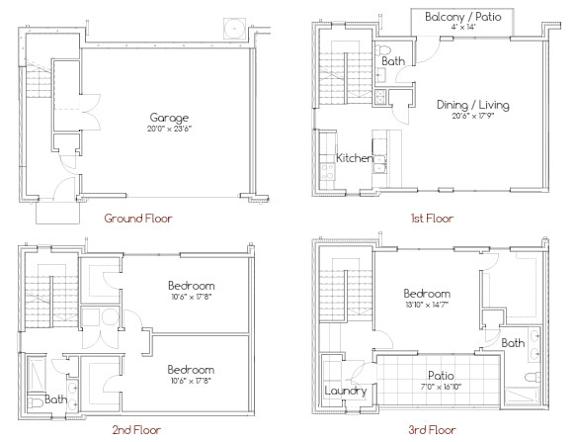 D3 Floor Plan at 5Fifty5, Des Moines, IA 50309