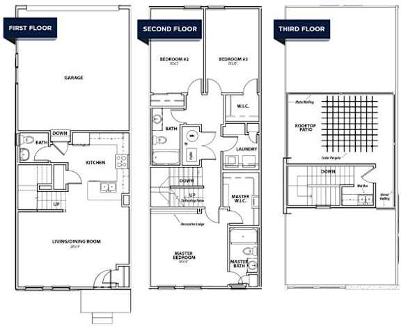 C1 3 bed 2.5 bath floor plan 1559 sqft at 7th Street Brownstones, Iowa