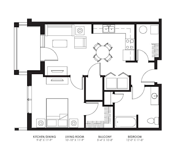 A black and white image of a floor plan for a house with labeled rooms.