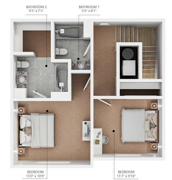A diagram shows the layout of a two bedroom apartment.