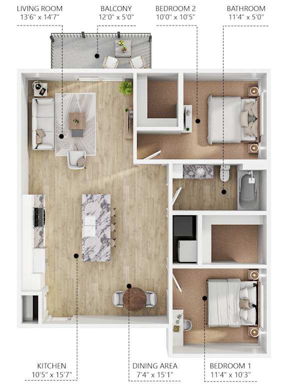 2 bed 2 bath at Callaway at Holland Pointe Apartments, Norwalk, 50211