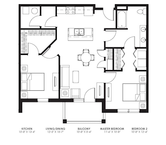 A black and white image of a floor plan for a house with labeled rooms.