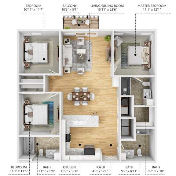 Floor Plan  C3 Floor Plan at Level, Des Moines, 50309