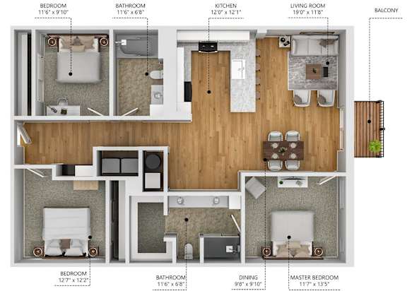 C4 Floor Plan at Level, Des Moines Iowa