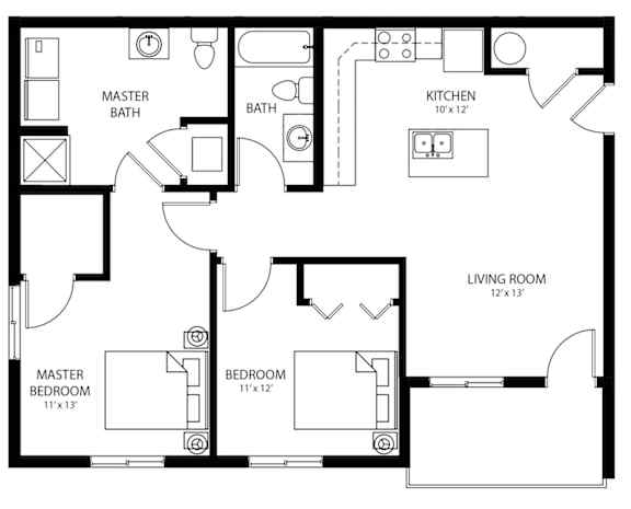 B4 - Income Restricted floor plan at Cedarbrooke Place , Norwalk, IA, Iowa , 50211
