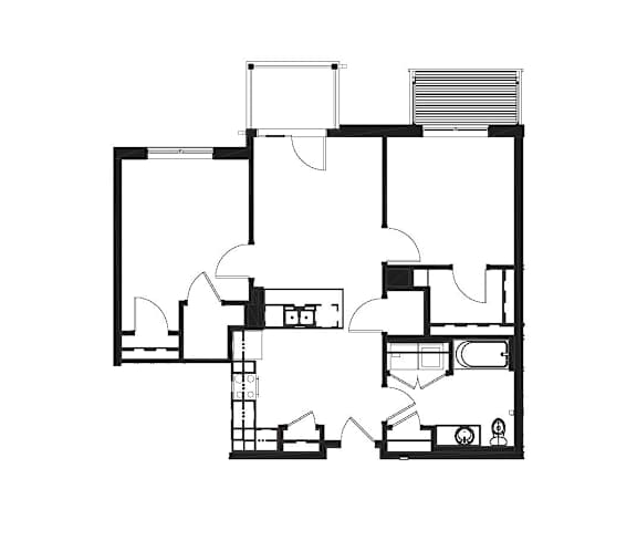 A black and white image of a floor plan of a house.
