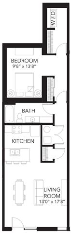 A1 1Bed 1Bath at Vue Apartments, Des Moines, Iowa