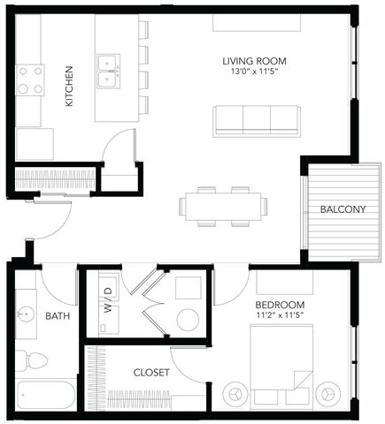 A2 1Bed 1Bath at Vue Apartments, Iowa