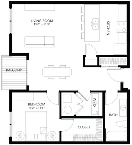 A3 1Bed 1Bath at Vue Apartments, Des Moines