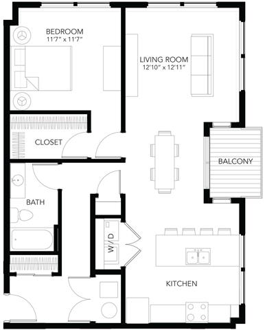 A6 1Bed 1Bath at Vue Apartments, Des Moines, IA