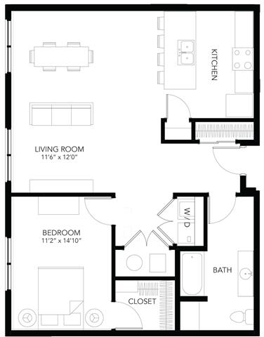 A7 1Bed 1Bath at Vue Apartments, IA, 50309