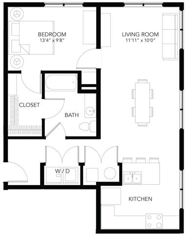 A8 1Bed 1Bath at Vue Apartments, Des Moines, Iowa