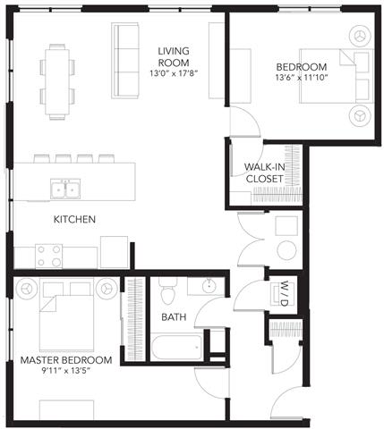 B1 2Bed 2bath at Vue Apartments, Iowa