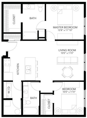 C10 2Bed 2Bath at Vue Apartments, Des Moines, IA 50309
