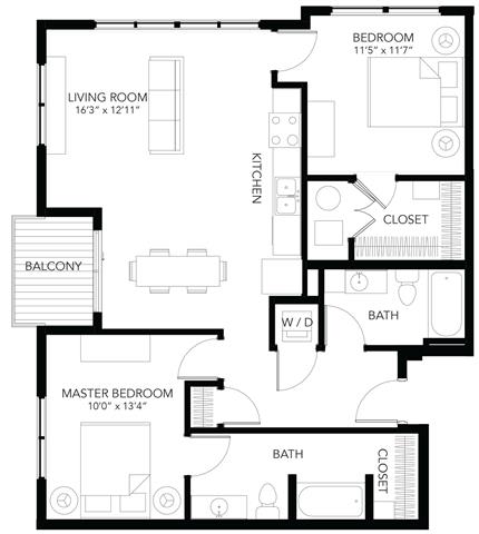 C11 2Bed 2Bath at Vue Apartments, Des Moines, IA
